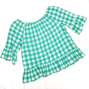 Crown & Ivy Gingham Peplum Top